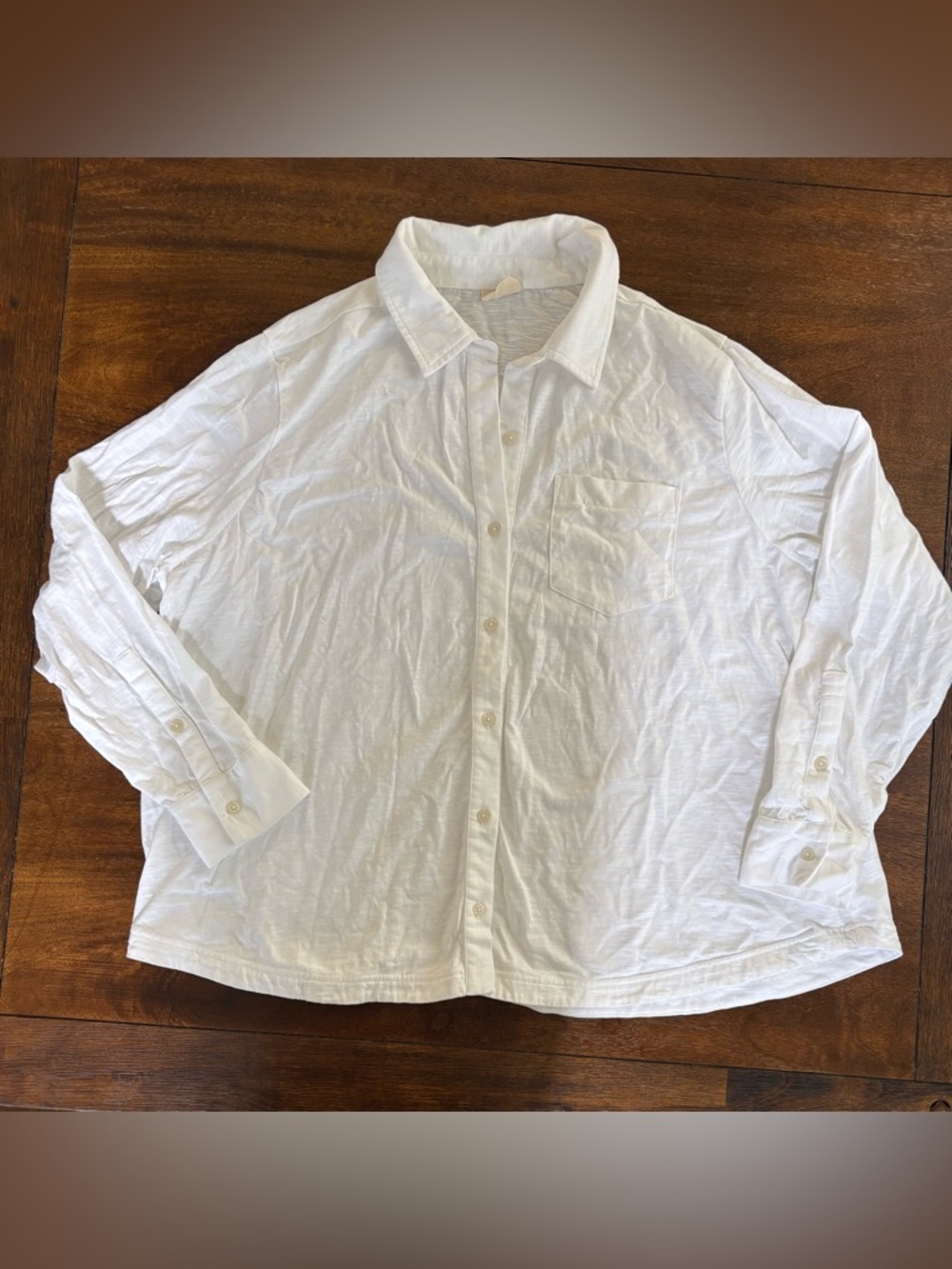 Pact Womens Relaxed Slub Button Up WHITE Long Sleeve Shirt Organic Cotton XXXL